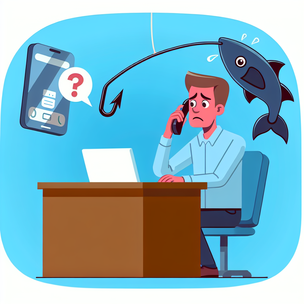 "Illustration of a hacker using a phone to conduct voice phishing (vishing) attack, showcasing the deceptive tactics employed to trick victims into revealing personal information."