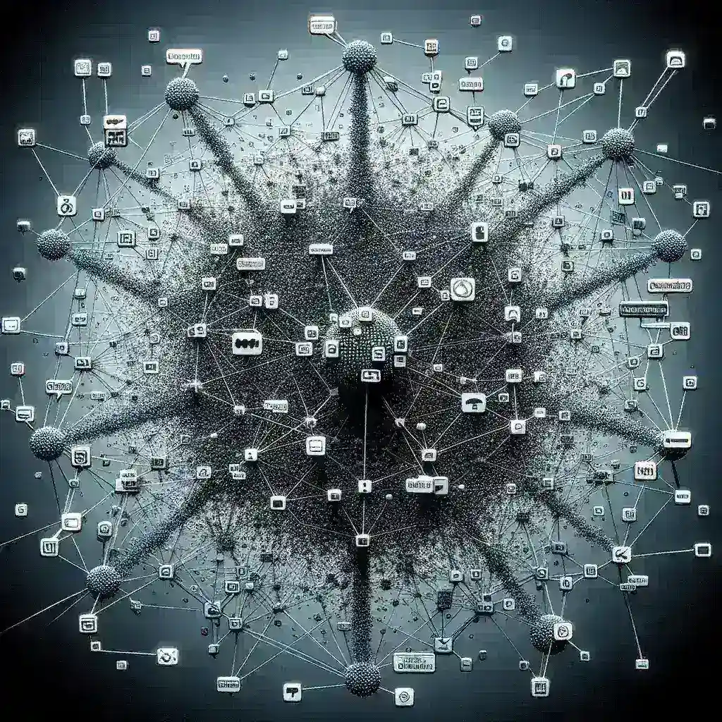 "Illustration of a decentralized content distribution network showcasing interconnected nodes, symbolizing resistance to censorship and central control in digital media."