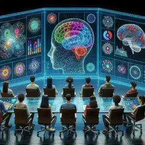 "Illustration of personalized learning algorithms analyzing student data, showcasing how adaptive technology customizes educational experiences based on individual cognitive styles."