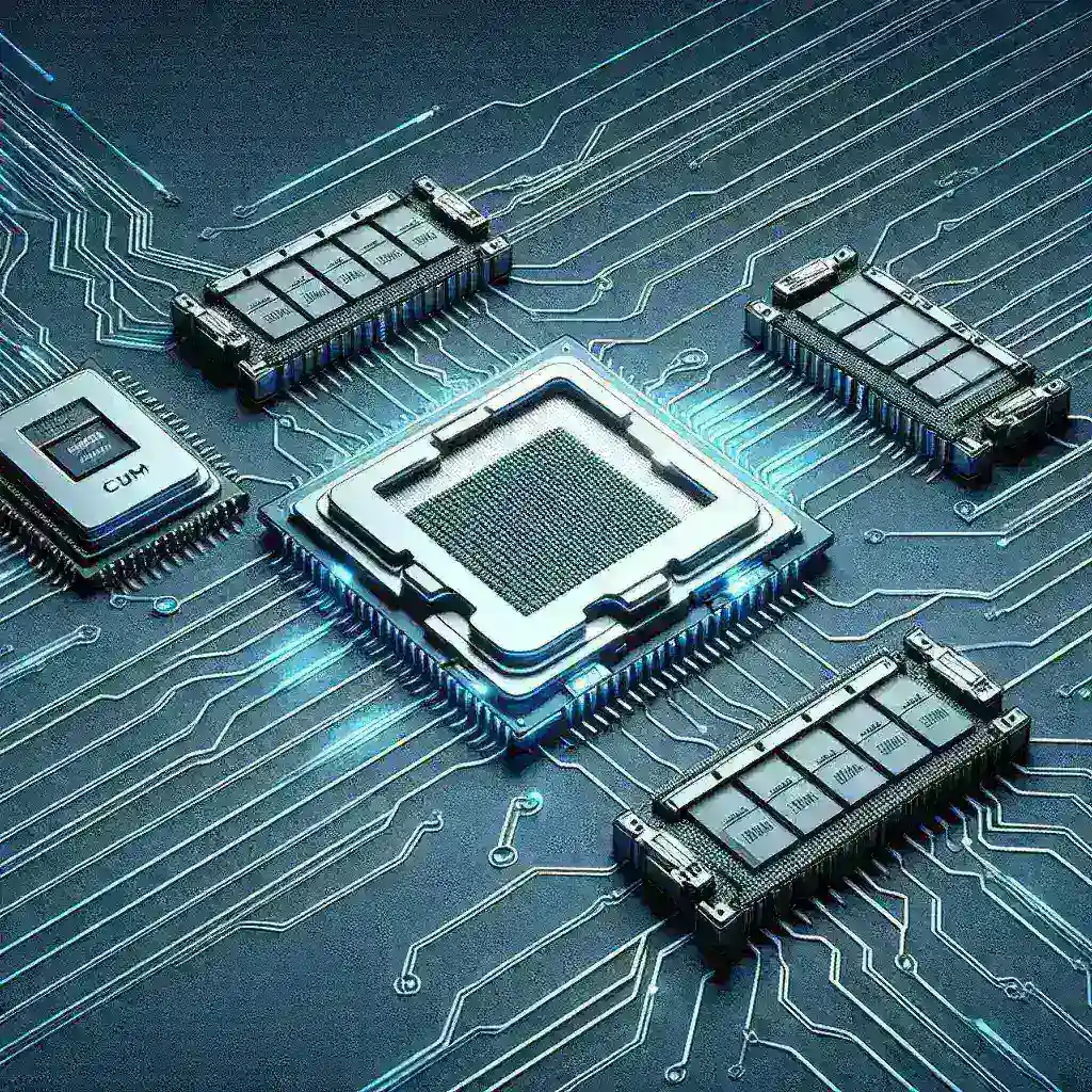 "Close-up of Intel Arrow Lake desktop CPU showcasing advanced architecture with DDR5-10000 CUDIMM support, highlighting technology innovation for high-performance computing."