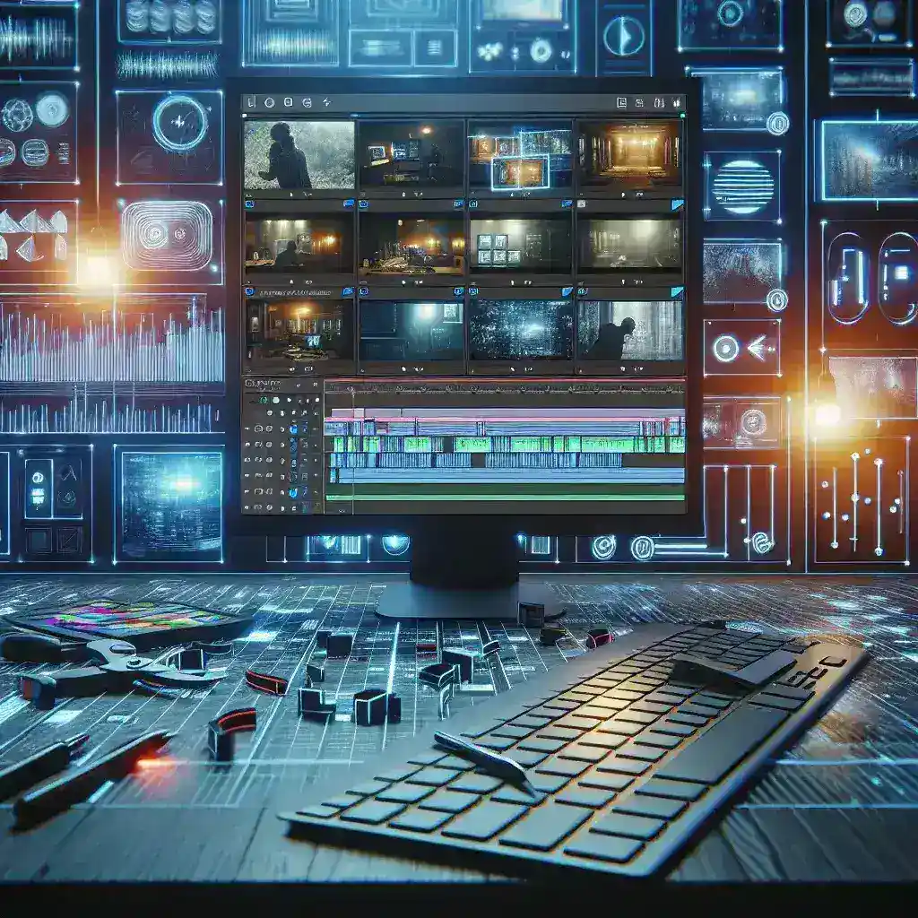 "Video editor analyzing a timeline on a computer screen, identifying and correcting bad cuts in a video project to enhance editing skills and improve final output."