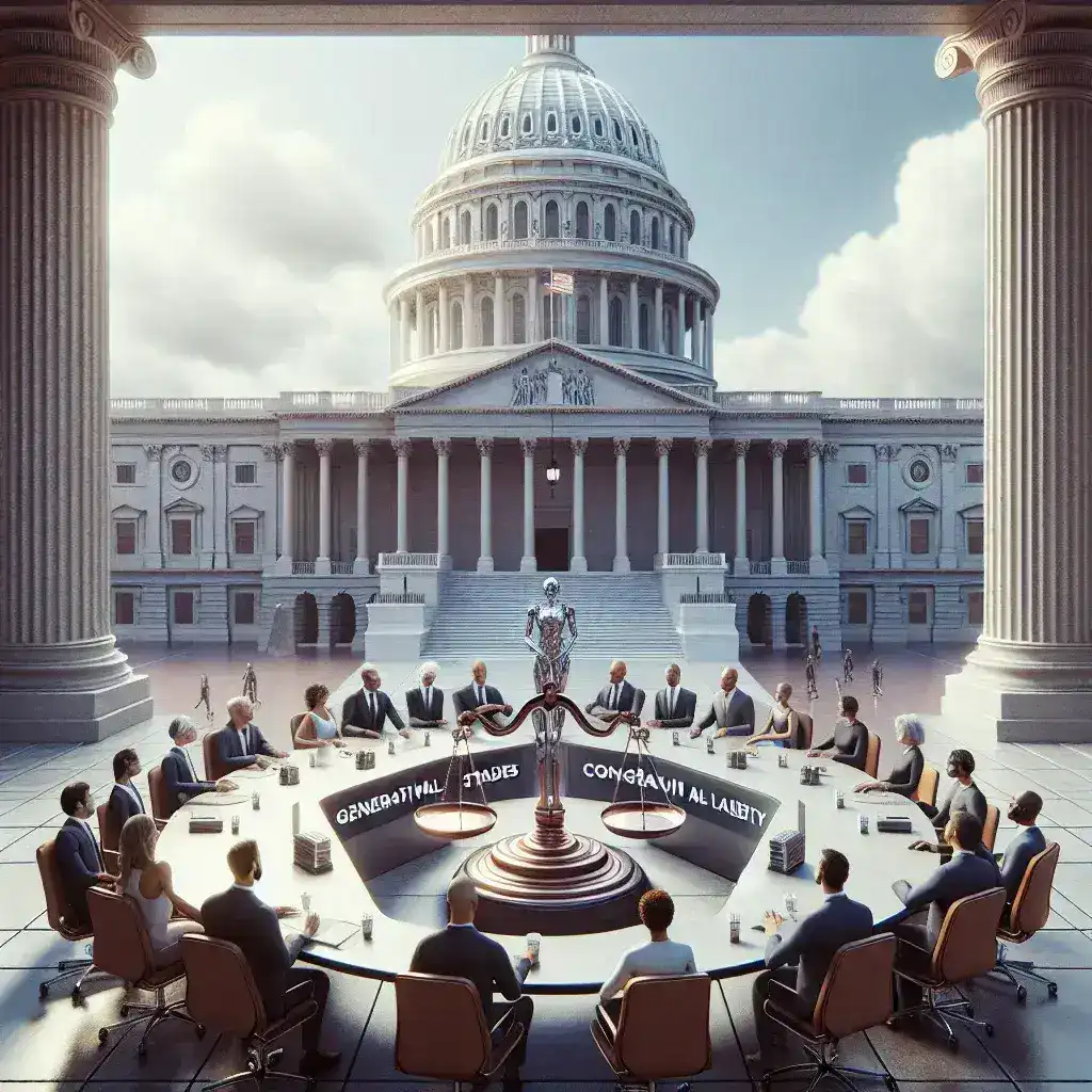 "Members of the U.S. Congress engaged in a debate session about proposed federal standards for generative AI liability, highlighting the importance of regulation in artificial intelligence technology."