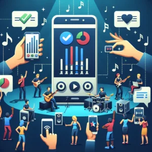 "Spotify real-time fan polls during artist livestream, showcasing audience engagement and interactive features in music streaming."