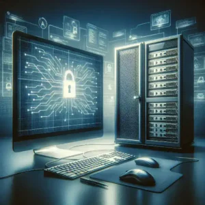 "Engineer using secure remote command execution tools on a laptop for safe system administration in a modern office setting"